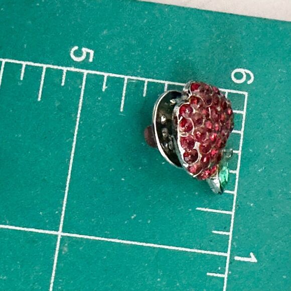 Red Apple Rhinestone Sparkly Lapel Pin Teacher School Fall autumn - Picture 4 of 6